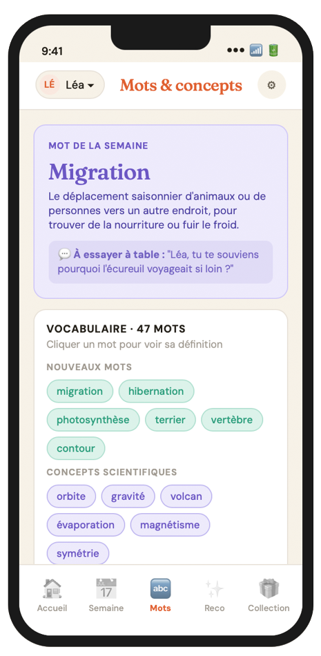 JoRi companion app — vocabulary